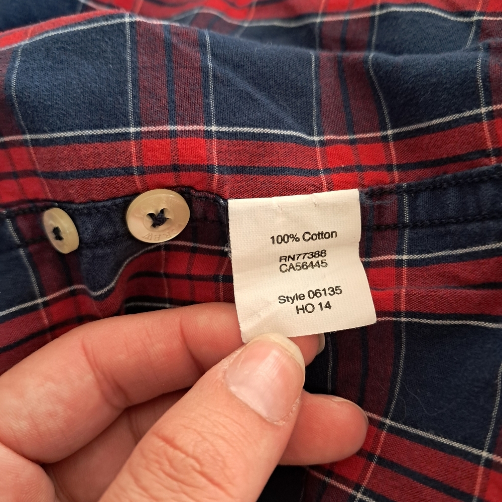 Vintage J.Crew Men’s XL Tartan Plaid Red Blue Button Down Shirt Long Sleeve - Picture 9 of 10